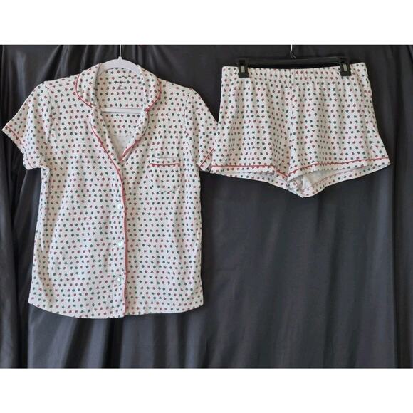 Roller Rabbit Womens White Green Pink Starry Night Polo Pajamas Medium - Picture 3 of 11